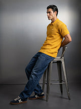 Venus Yellow Knitted Cotton Polo T-Shirt