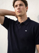 Venus Black Knitted Cotton Polo T-Shirt