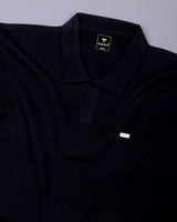 Venus Black Knitted Cotton Polo T-Shirt