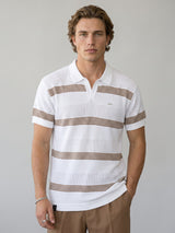 Zupiter White With Cream Knitted Cotton Polo T-Shirt