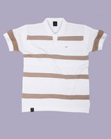 Zupiter White With Cream Knitted Cotton Polo T-Shirt