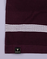 Zupiter Wine Maroon With White Knitted Cotton Polo T-Shirt