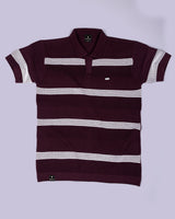 Zupiter Wine Maroon With White Knitted Cotton Polo T-Shirt