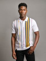 Slice White Multicolor Knitted Cotton Polo T-Shirt