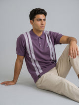 Unix Onion Pink With White Knitted Cotton Polo T-Shirt