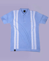 Unix SkyBlue With White Knitted Cotton Polo T-Shirt