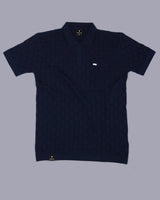 Flamora NavyBlue Knitted Cotton Polo T-Shirt