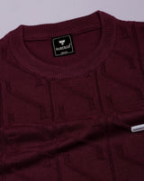 Roseate Wine purple Knitted Cotton T-Shirt