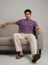Roseate Onion Pink Knitted Cotton T-Shirt
