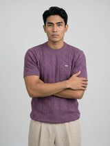 Roseate Onion Pink Knitted Cotton T-Shirt