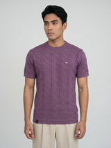 Roseate Onion Pink Knitted Cotton T-Shirt