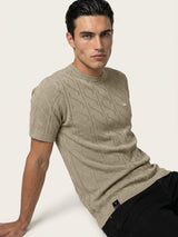 Roseate Cream Knitted Cotton T-Shirt