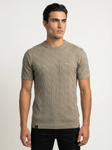 Roseate Cream Knitted Cotton T-Shirt