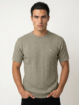 Roseate Cream Knitted Cotton T-Shirt