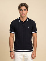 Drongo Black Knitted Cotton Polo T-Shirt