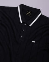 Drongo Black Knitted Cotton Polo T-Shirt