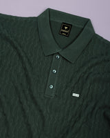 Conure Teal Green Knitted Cotton Polo T-Shirt