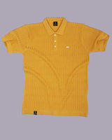 Conure Mustard Yellow Knitted Cotton Polo T-Shirt