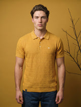 Conure Mustard Yellow Knitted Cotton Polo T-Shirt