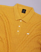 Conure Mustard Yellow Knitted Cotton Polo T-Shirt