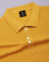 Conure Mustard Yellow Knitted Cotton Polo T-Shirt