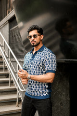 Costa Blue Knitted Cotton Polo T-Shirt