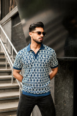 Costa Blue Knitted Cotton Polo T-Shirt