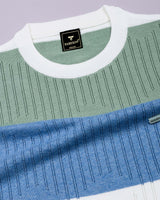 Tundra Blue Multicolor Stripe Knitted Cotton T-Shirt