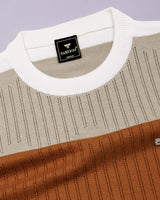 Tundra Brown Multicolor Stripe Knitted Cotton T-Shirt