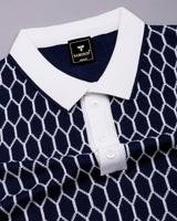 Walrus Blue Knitted Cotton Polo T-Shirt