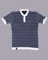 Walrus Blue Knitted Cotton Polo T-Shirt