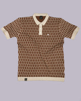 Walrus Brown Knitted Cotton Polo T-Shirt