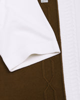 Sloth Brown With White Knitted Cotton Polo Designer T-Shirt