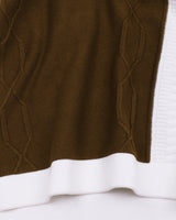Sloth Brown With White Knitted Cotton Polo Designer T-Shirt
