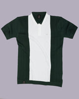 Sloth Green With White Knitted Cotton Polo Designer T-Shirt
