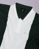 Sloth Green With White Knitted Cotton Polo Designer T-Shirt