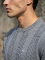 Hamilton Gray Melange Knitted Cotton Full Sleeves T-Shirt
