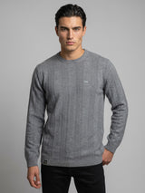 Hamilton Gray Melange Knitted Cotton Full Sleeves T-Shirt