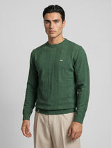 Hamilton Green Melange Knitted Cotton Full Sleeves T-Shirt
