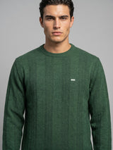 Hamilton Green Melange Knitted Cotton Full Sleeves T-Shirt