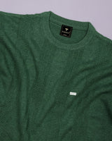 Hamilton Green Melange Knitted Cotton Full Sleeves T-Shirt