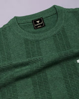 Hamilton Green Melange Knitted Cotton Full Sleeves T-Shirt