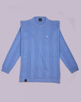 Hamilton SkyBlue Melange Knitted Cotton Full Sleeves T-Shirt