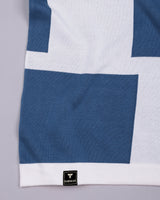 Zynox Blue With White Knitted Cotton Zipper Polo Designer T-Shirt