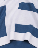 Zynox Blue With White Knitted Cotton Zipper Polo Designer T-Shirt