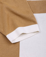 Zynox Cream With White Knitted Cotton Zipper Polo Designer T-Shirt