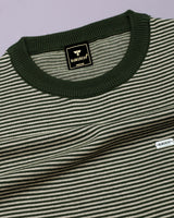 Danver Green Stripe Knitted Cotton T-Shirt