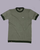 Danver Green Stripe Knitted Cotton T-Shirt