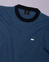 Danver Blue Stripe Knitted Cotton T-Shirt