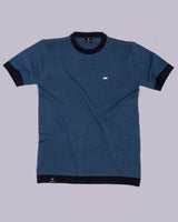Danver Blue Stripe Knitted Cotton T-Shirt